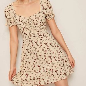 Cream Floral French Dress